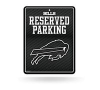 Rico Industries NFL Buffalo Bills - Señal de estacionamiento de metal de fibra de carbono de 8.5 x 11 pulgadas, ideal para cueva de hombre, dormitorio, oficina, decoración del hogar