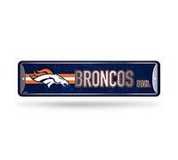 Rico Industries NFL Denver Broncos Cartel de calle de metal (10 x 38 cm), ideal para decoración del hogar, dormitorio, hombre
