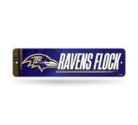 Rico Industries NFL Football Baltimore Ravens - Placa de metal para calle, 10,2 x 38,1 cm, decoración del hogar, dormitorio - oficina - Man Cave
