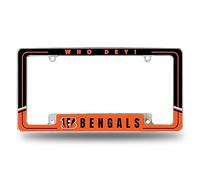Rico Industries NFL Football Cincinnati Bengals Two-Tone 12" x 6" Chrome All Over Automotive License Plate Frame for Car/Truck/SUV