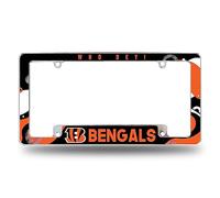 Rico Industries NFL Football Cincinnati Bengals Wave - Marco de matrícula Cromado de 12 x 6 Pulgadas para automóvil/camión/SUV
