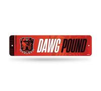 Rico Industries NFL Football Cleveland Browns Letrero de calle de metal de 4 x 15 pulgadas, decoración del hogar, dormitorio, oficina, cueva de hombre