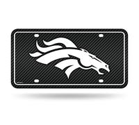 Rico Industries NFL Football Denver Broncos Carbon Fiber Metal Auto Tag 6" x 12" - Great For Truck/Car/SUV