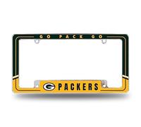 Rico Industries NFL Football Green Bay Packers Two-Tone 12" x 6" Chrome All Over Automotive License Plate Frame for Car/Truck/SUV