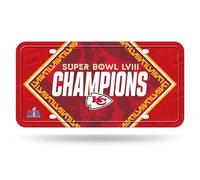 Rico Industries NFL Football Kansas City Chiefs 2024 Super Bowl LVIII Champions - Etiqueta de Metal para automóvil, 6 x 12 Pulgadas, Ideal para Camiones/Autos/SUV
