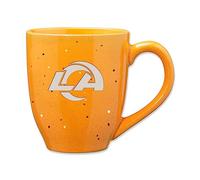 Rico Industries NFL Football Los Angeles Rams Alternate 16 oz Team Color Laser Grabado Speckled Ceramic Coffee Taza