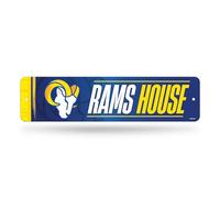 Rico Industries NFL Football Los Angeles Rams Letrero de calle de metal de 4 x 15 pulgadas, decoración del hogar, dormitorio, oficina, cueva de hombre