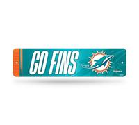 Rico Industries NFL Football Miami Dolphins - Letrero de calle de metal de 4 x 15 pulgadas, decoración del hogar, dormitorio, oficina, cueva de hombre
