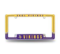 Rico Industries NFL Football Minnesota Vikings Two-Tone 12" x 6" Chrome All Over Automotive License Plate Frame for Car/Truck/SUV