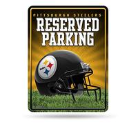 Rico Industries NFL Football Pittsburgh Steelers 8.5" x 11" Carbon Fiber Metal Parking Sign - Great for Man Cave, Bed Room, Office, Home Décor
