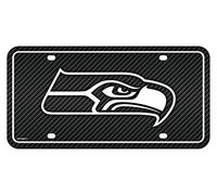 Rico Industries NFL Football Seattle Seahawks Carbon Fiber Metal Auto Tag 6" x 12" - Great For Truck/Car/SUV