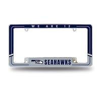Rico Industries NFL Football Seattle Seahawks Two-Tone 12" x 6" Chrome All Over Automotive License Plate Frame for Car/Truck/SUV