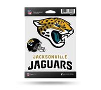 Rico Industries NFL Jacksonville Jaguars Die Cut Triple Spirit Sticker Sheet 5 x 7 Primary 3-Piece