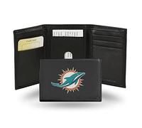 Rico Industries NFL Miami Dolphins - Cartera de Piel Bordada con Tres Capas, Multicolor, Talla única, con 3 Solapas de Piel Bordada, Multicolor, Taille Unique, Cartera de Cuero Bordado 3