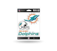 Rico Industries NFL Miami Dolphins Die Cut Triple Spirit Sticker Sheet One Size Primary 3-Piece