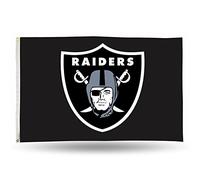 Rico Industries NFL Oakland Raiders Bandera de una sola cara de 3 pies por 5 pies con ojales