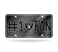 Rico Industries NFL Oakland Raiders License PlateLicense Plate #1 Fan, Team Colors, Talla única (MTF1702)