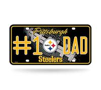 Rico Industries NFL Pittsburgh Steelers #1 Dad Metal Tag (#1 Fan) #1 Fan Metal Auto Tag 8.5" x 11" - Great for Truck/Car/SUV