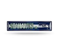 Rico Industries NFL Seattle Seahawks Home Décor Metal Street Sign (4" x 15") - Great for Home, Office, Bedroom, & Man Cave - Made