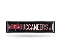 Rico Industries NFL Tampa Bay Buccaneers - Letrero de Metal para decoración del hogar (4 x 15 Pulgadas), Ideal para el hogar, Oficina, Dormitorio y Cueva de Hombre, Hecho