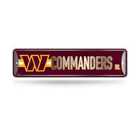 Rico Industries NFL Washington Commanders - Letrero de metal para la calle de 4 x 15 pulgadas, decoración del hogar, dormitorio, oficina, cueva de hombre