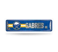 Rico Industries NHL Buffalo Sabres - Letrero de metal para decoración del hogar (4 x 15 pulgadas), ideal para el hogar, la oficina, el dormitorio y la cueva del hombre, hecho