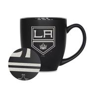 Rico Industries NHL Hockey Los Angeles Kings 15oz Lser Grabado Matte Black Ceramic Bistro Taza - Para bebidas calientes o fras