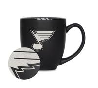 Rico Industries NHL Hockey St. Louis Blues 15oz Lser Grabado Matte Black Ceramic Bistro Taza - Para bebidas calientes o fras
