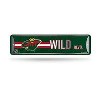 Rico Industries NHL Minnesota Wild Home Décor - Cartel de metal para decoración del hogar (4 x 15 pulgadas), ideal para el hogar, oficina, dormitorio y cueva de hombre, hecho