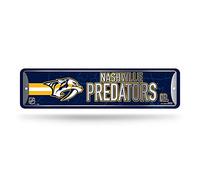 Rico Industries NHL Nashville Predators - Letrero de metal para decoración del hogar (4 x 15 pulgadas), ideal para el hogar, la oficina, el dormitorio y la cueva del hombre, hecho