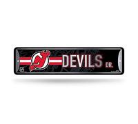 Rico Industries NHL New Jersey Devils - Cartel de metal para decoración del hogar (4 x 15 pulgadas), ideal para el hogar, oficina, dormitorio y cueva de hombre, hecho