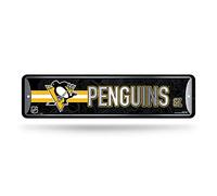 Rico Industries NHL Pittsburgh Penguins - Letrero de metal (4 x 15 pulgadas), ideal para decoración de la cueva del hogar, dormitorio, hombre