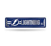 Rico Industries NHL Tampa Bay Lightning - Letrero de metal para decoración del hogar (4 x 15 pulgadas), ideal para el hogar, la oficina, el dormitorio y la cueva del hombre, hecho