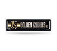 Rico Industries NHL Vegas Golden Knights - Letrero de metal para decoración del hogar (4 x 15 pulgadas), ideal para el hogar, la oficina, el dormitorio y la cueva del hombre, hecho