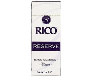 Rico Reserve Classic 3.0+ Strength Reeds for Bass Clarinet (Pack of 5)