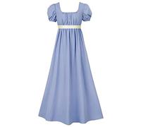 RICOCHO Vestido de Cintura Imperio regencia de satén para Mujer, Vestido de regencia Vintage para Mujer, Vestidos de Fiesta de té victorianos para Mujer