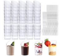 Ricofot Vasitos Aperitivos de Plástico, 50 Piezas, 75 ml, Vasos Duros Reutilizables Para Pudines, Mousses, Batidos y Postres Varios