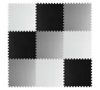 Ricokids Alfombra para gatear para bebé, alfombra de juegos, alfombrilla de espuma, antideslizante, para niños, 9 piezas, 180 x 180 x 1 cm, color negro y gris