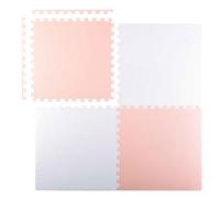 Ricokids Alfombrilla para gatear para bebé, alfombra de juegos, alfombrilla de espuma, antideslizante, para niños, 4 piezas, 120 x 120 x 1 cm, color blanco y rosa