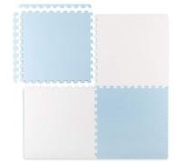 Ricokids Alfombrilla para gatear para bebé, alfombra de juegos, alfombrilla de espuma, antideslizante, para niños, 4 piezas, 120 x 120 x 1 cm, color blanco y azul
