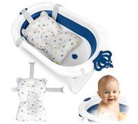 Ricokids Bañera Plegable Bebé con Almohadilla - Ligera y Antideslizante - Blanco-Azul