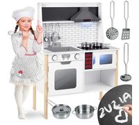 Ricokids - Cocina infantil - para niños, niñas - de madera - con funciones reales - Panel de control digital - Con luz y sonido, sonidos de cocción - Juguete interactivo - Con accesorios, pizarra