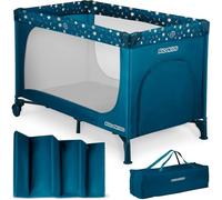 Ricokids Cuna de Viaje para bebé con colchón, Plegable, 125 x 65 x 78 cm, Azul Oscuro con Estrellas