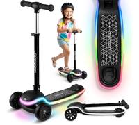 Ricokids Patinete para niños de 3 años, Triciclo Infantil, Plegable, con Cubierta de luz LED, 20 Modos de luz, Ajuste de Altura de 3 Niveles, Leddi Negro