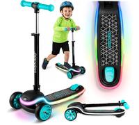 Ricokids Patinete para niños de 3 años, Triciclo Infantil, Plegable, con Cubierta de luz LED, 20 Modos de luz, Ajuste de Altura de 3 Niveles, Leddi Negro, Azul