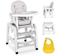 Ricokids Sinco - Trona infantil para bebé que crece, trona multifunción 5 en 1, mesa + silla de bebé regulable, función de balancín, inclinación regulable en 3 posiciones, color gris