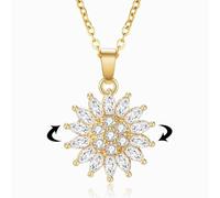 RICOKJRDE Collar Con Colgante De Girasol Para Mi Nieta, Chapado En Oro De 14 Quilates, Colgante De Girasol Giratorio, Regalo Para Nieta De La Abuela, Joyería De Ansiedad Para Mujeres Y Niñas (Gold)