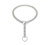 RICOKJRDE Collar De Cadena Deslizante De Corazón, Collar Gótico Punk De Acero Inoxidable Para Mujer, Collar Con Colgante De Corazón Grueso Hecho A Mano (Silver)