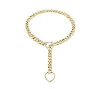 RICOKJRDE Collar De Cadena Deslizante De Corazón, Collar Gótico Punk De Acero Inoxidable Para Mujer, Collar Con Colgante De Corazón Grueso Hecho A Mano (Yellow)
