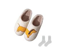 RICOKJRDE Pantuflas Doxie, Cómodas Pantuflas De Perro Salchicha Para Mujeres Y Hombres, Pantuflas De Felpa Suave Con Suelas Antideslizantes (B,38-39)